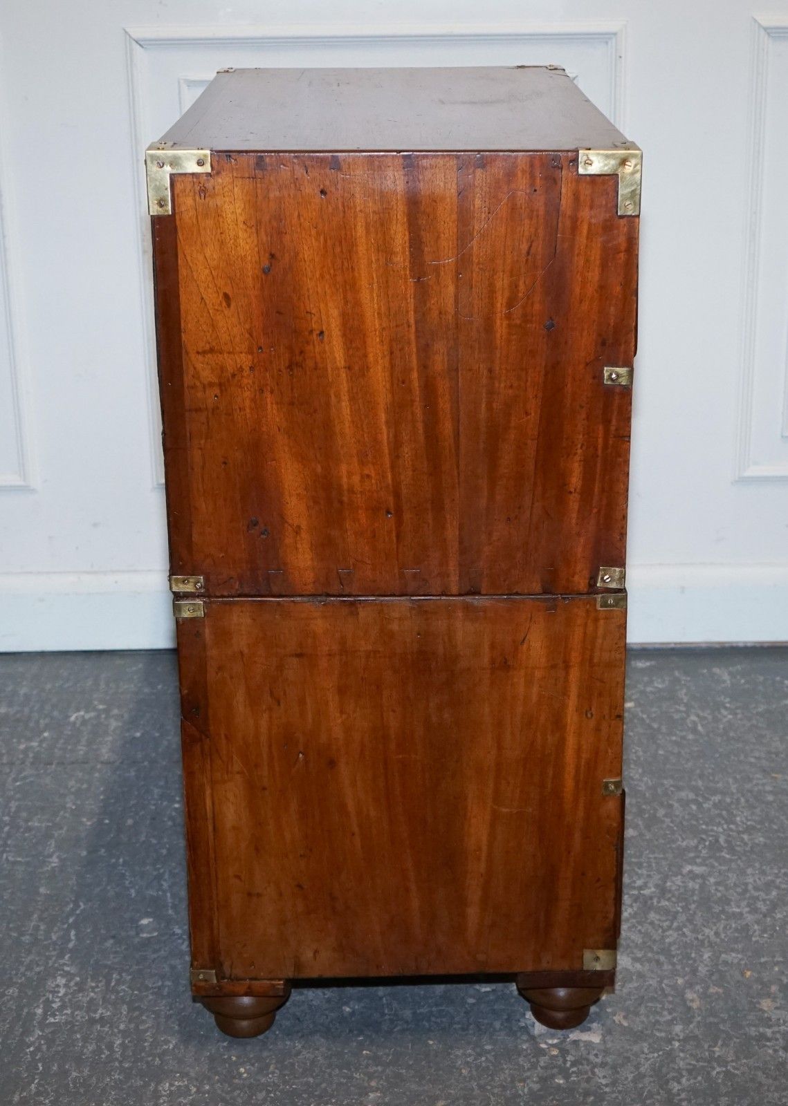 photo vintage Antique 19th Century Satinwood Military Campaign Chest Of Drawers Lots Of Patina