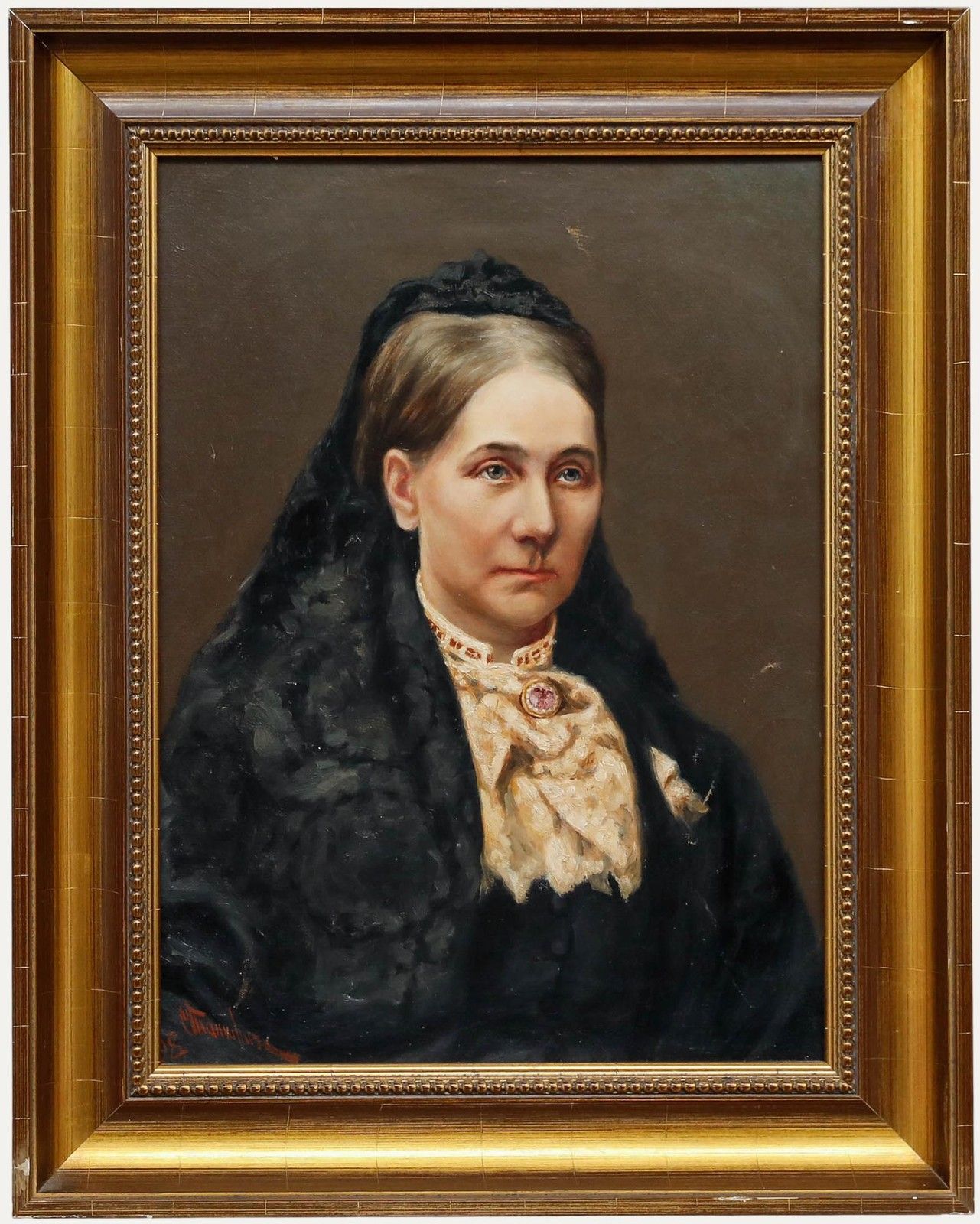 Framed Late 19th Century Oil Portrait Of A Widow