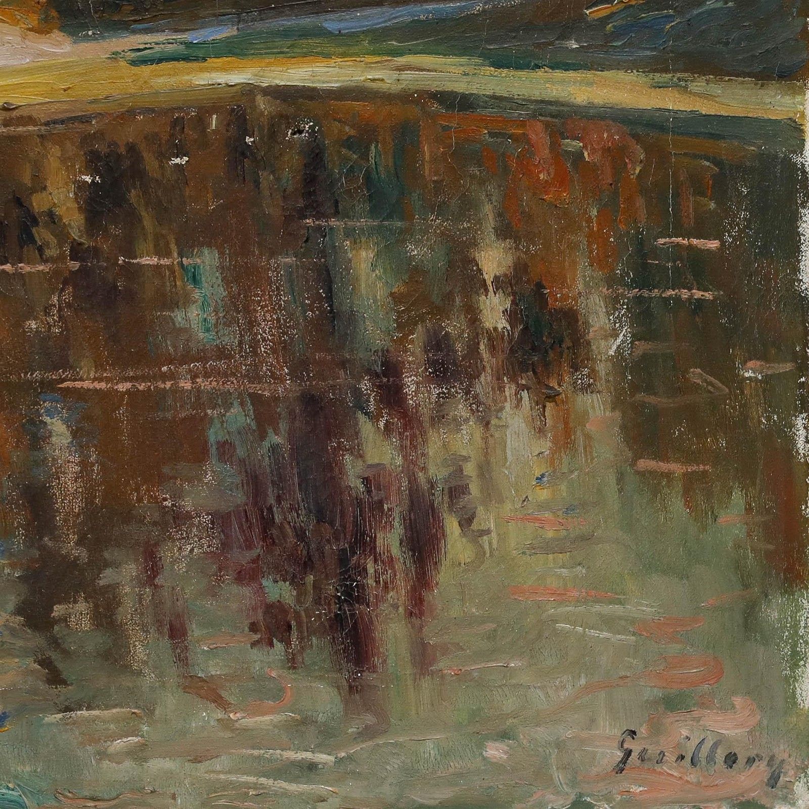 Theodor Gullery (1900 1976) Mid 20th Century Oil, Autumn In The Park photo vinterior