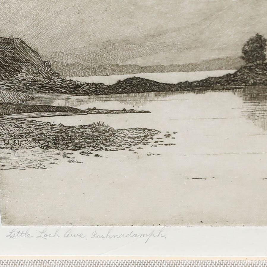 Robert Lillie (1867 1949) Early 20th Century Etching, Little Loch Awe photo Art