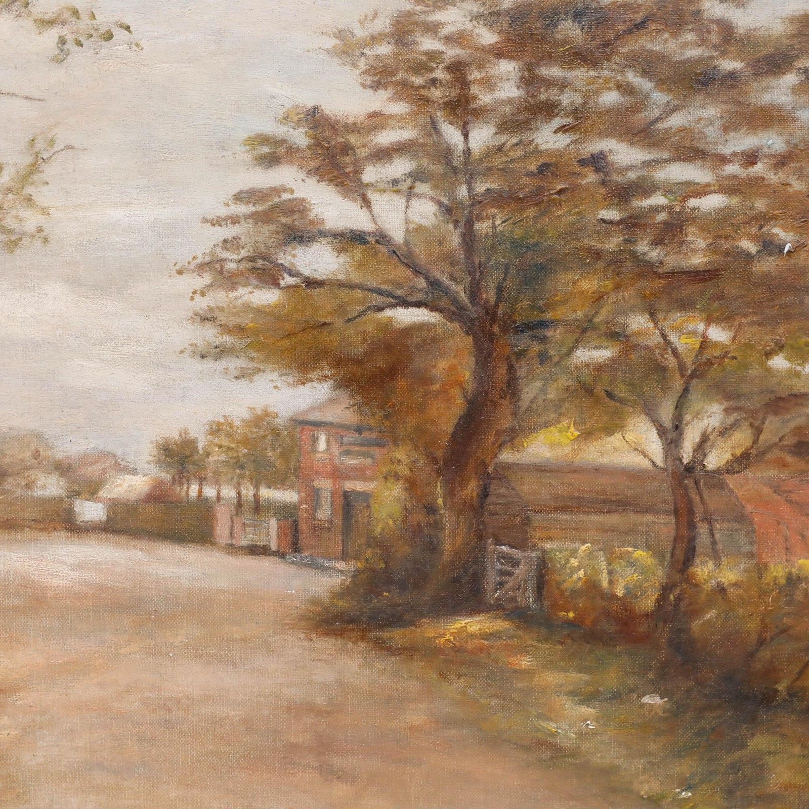 Framed Mid 20th Century Oil Taking The Dog For A Walk photo Art