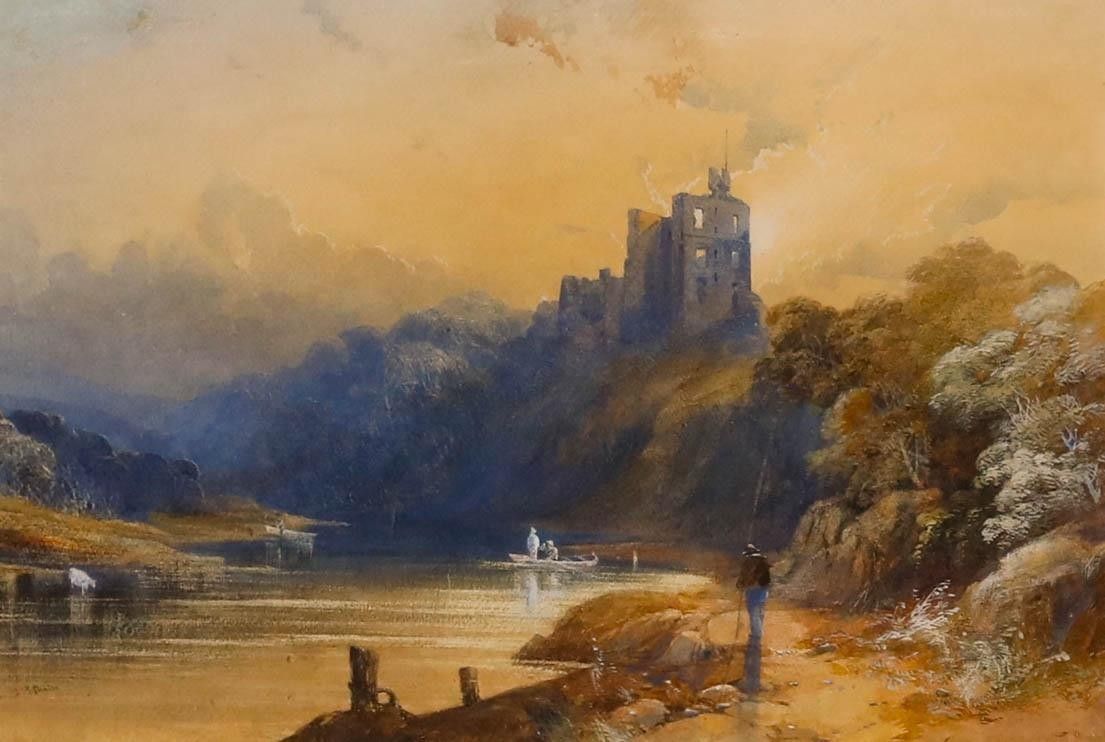 James Burrell Smith (1822 1897) Watercolour, Fishing By The Castle photo furniture