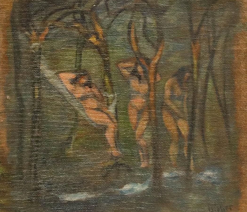 Hieber 1918 Oil, Bathers In The Forest photo furniture