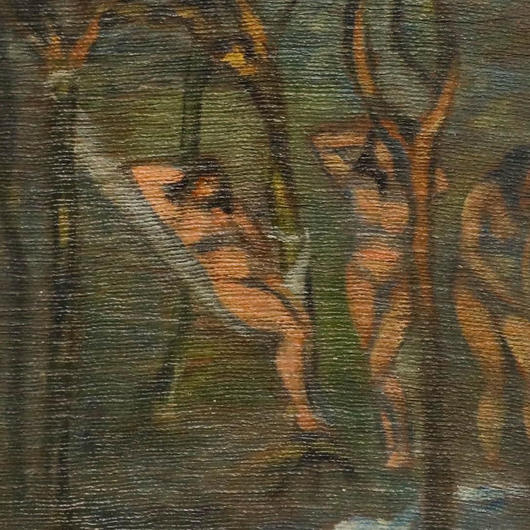 Hieber 1918 Oil, Bathers In The Forest photo Art