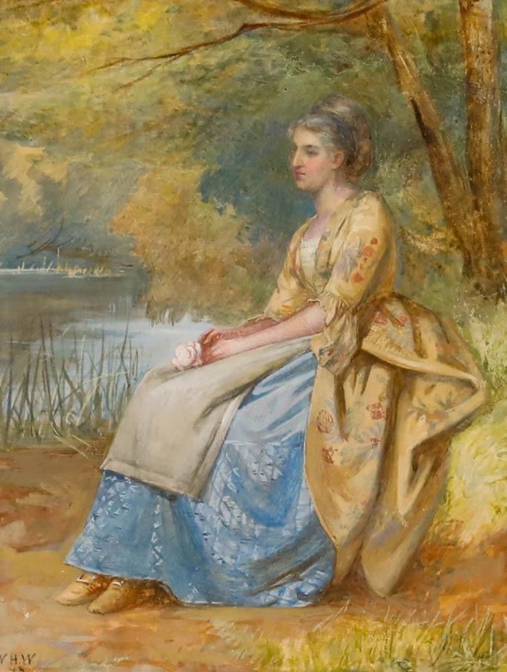 William Harris Weatherhead (1843 1903) 1873 Watercolour, Lost In Thought photo furniture