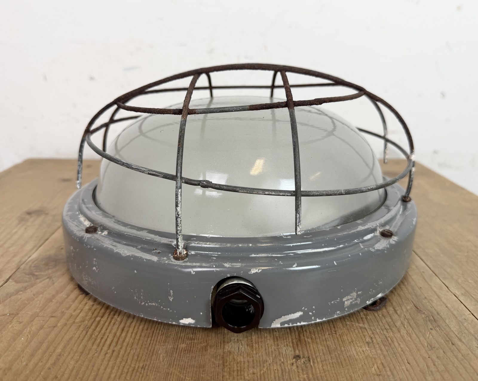 Industrial Grey Wall Light With Milk Glass From Elektrosvit, 1970s photo furniture