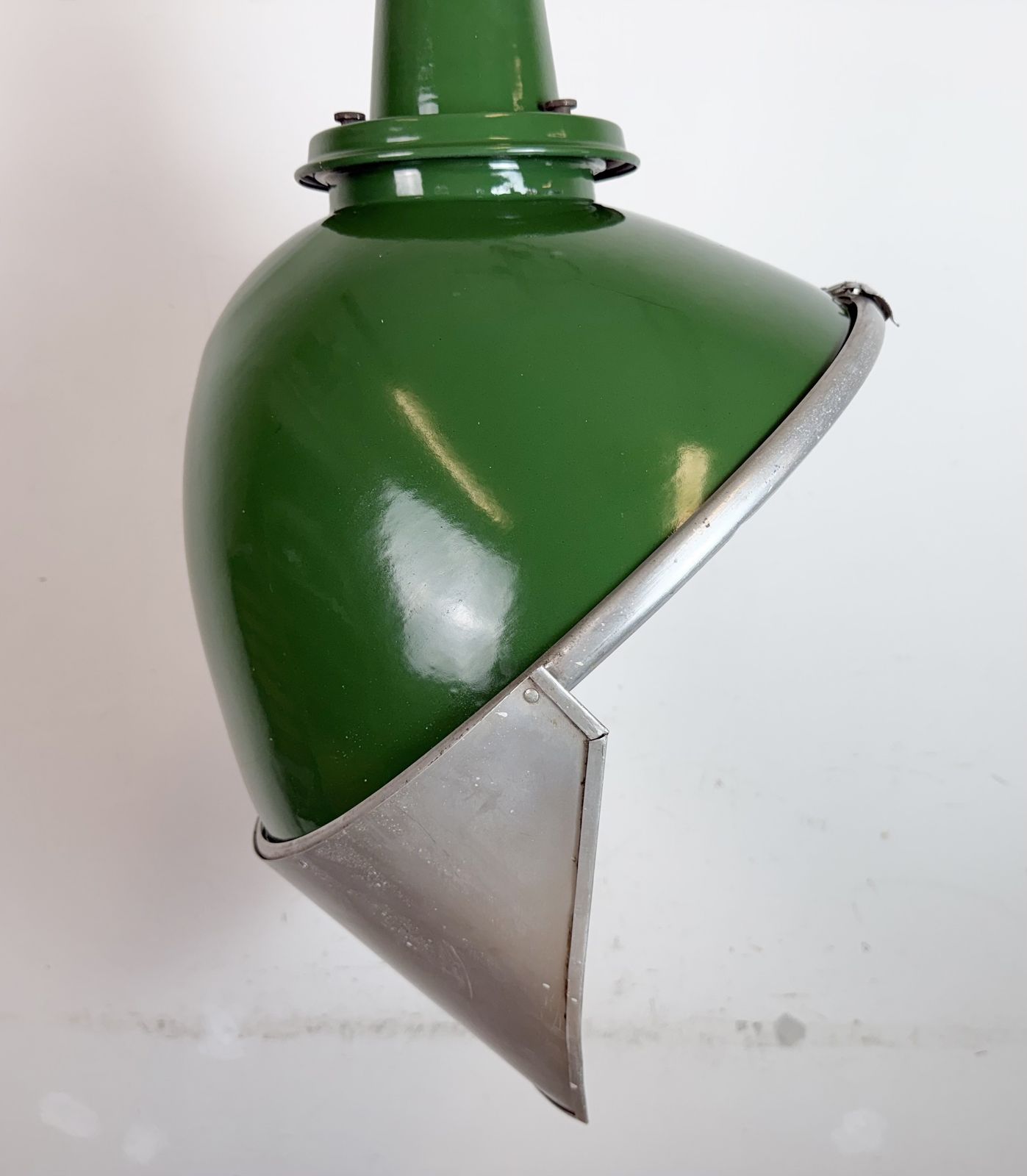 249.0 Large Industrial British Green Enamel Factory Pendant Lamp From Benjamin, 1960s photo