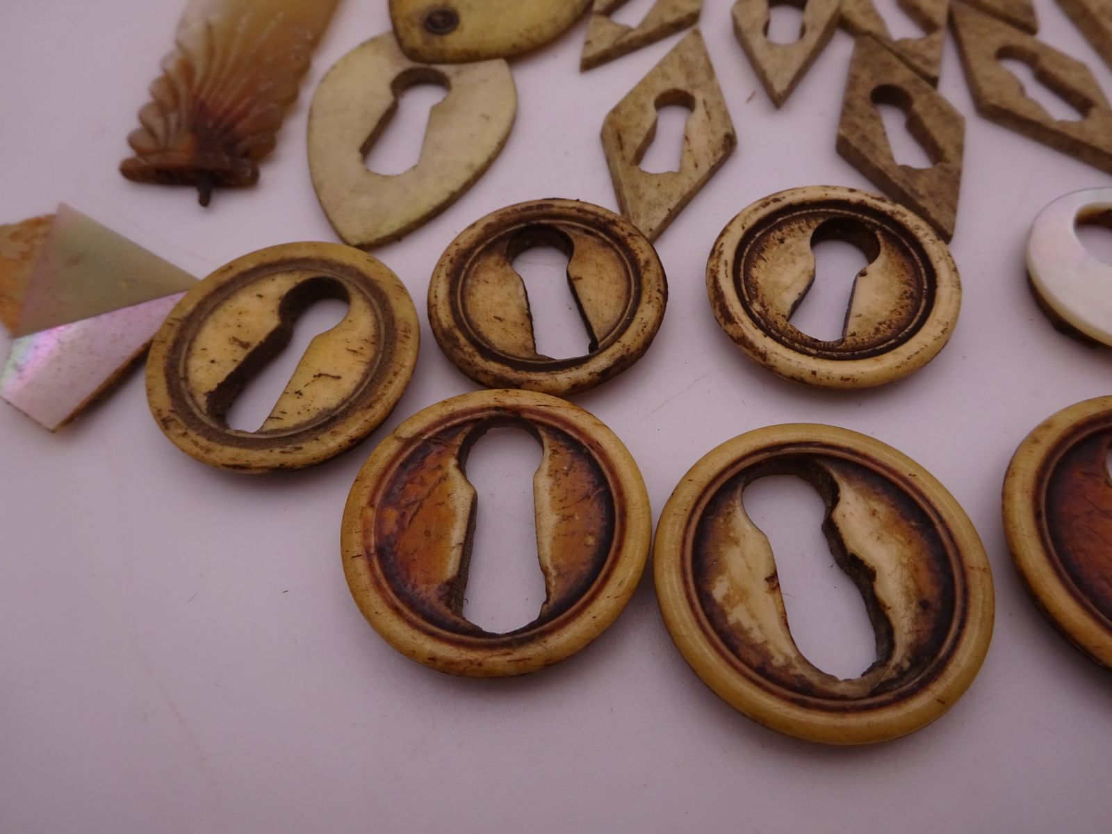 120.0 Collection Of Antique Natural Escutcheons For Furniture Restoration photo