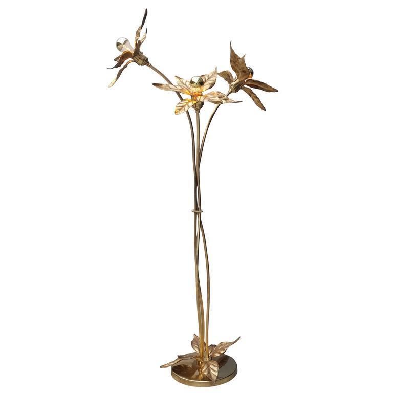 Brass Floor Lamp Attributed To Willy Daro, Mid Century