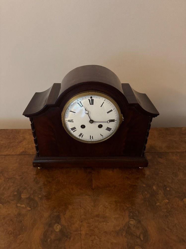 Lovely Quality Antique Mahogany Mantle Clock photo vintage