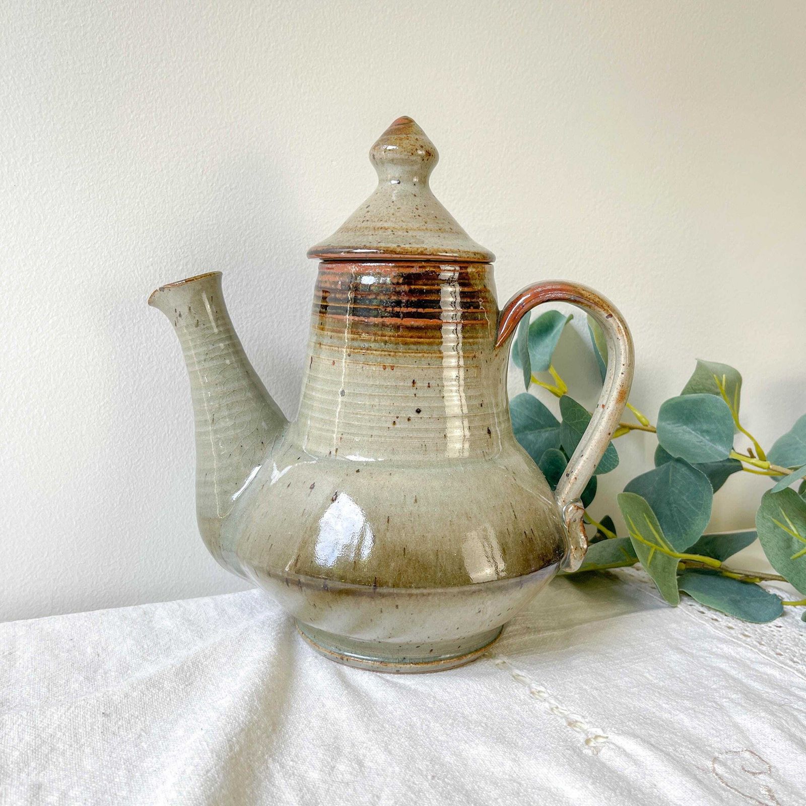 Vintage C. Dangon Salins Coffee Set From The 1950s   Rare Vintage Stoneware Coffee Cups   Vintage Stoneware Teapot photo buy
