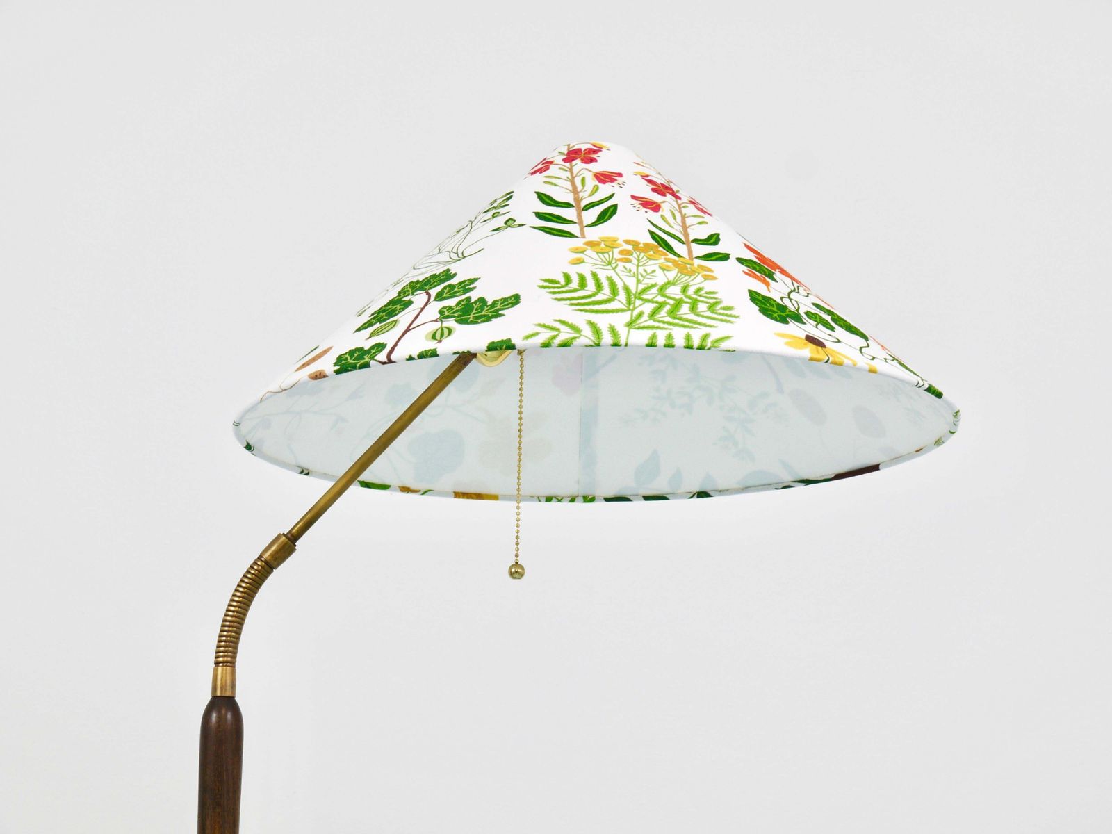 1940s Adjustable Walnut & Brass Floor Lamp, Rupert Nikoll Vienna, Austria, 1950s photo vintage