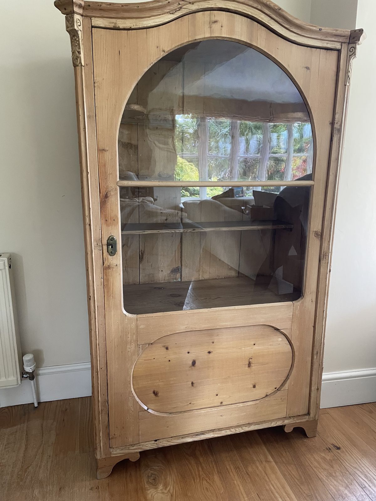 Antique Dutch Pine Glass Fronted Display Cupboard