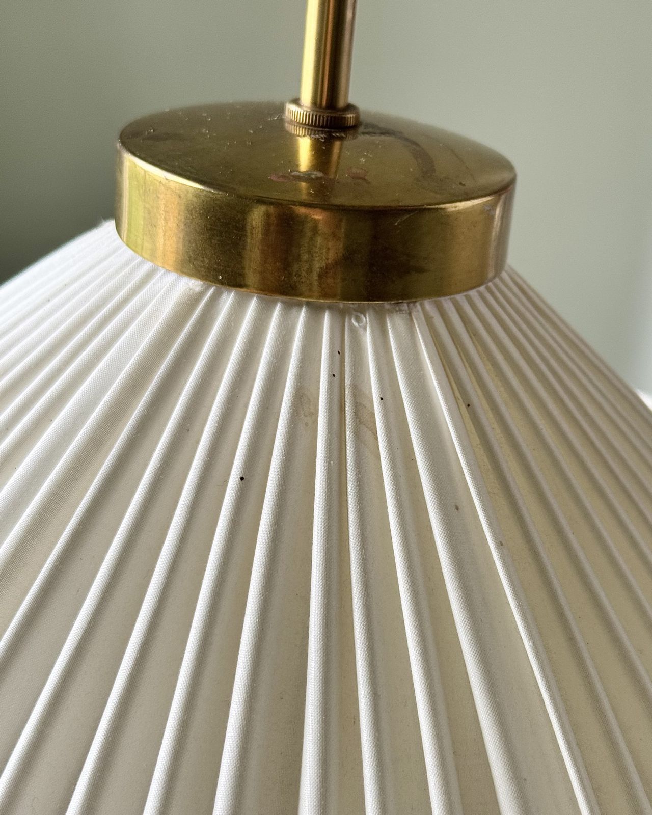 Josef Frank For Svenskt Tenn “Carl Larsson’s Lamp” Pleated Silk & Brass Pendant, Sweden Circa 1940s photo 1500.0