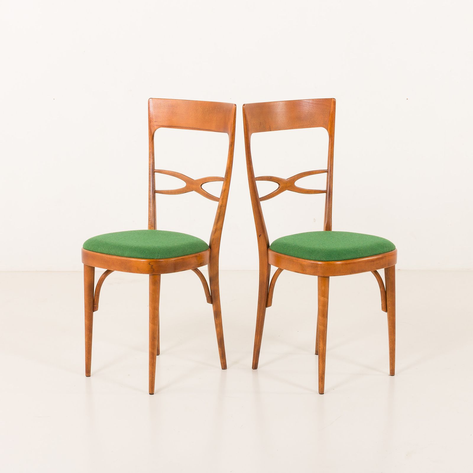 photo furniture Italian Mid Century Chairs In Walnut And Wool In The Style Of Carlo Di Carli, 1950s