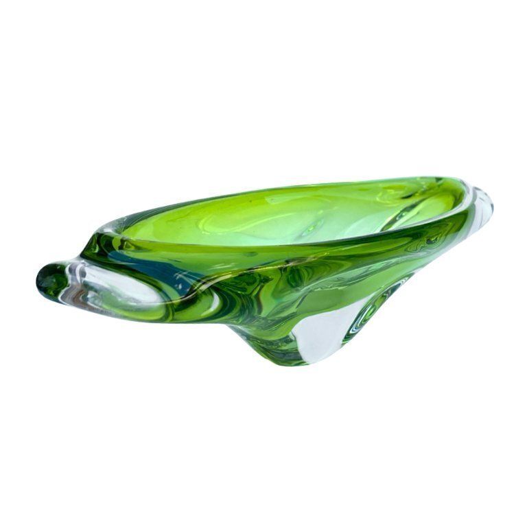 Home Decor Green Glass Bowl, Designed By J. Broz, Skrdlovice, Czechoslovakia, 1960s. photo