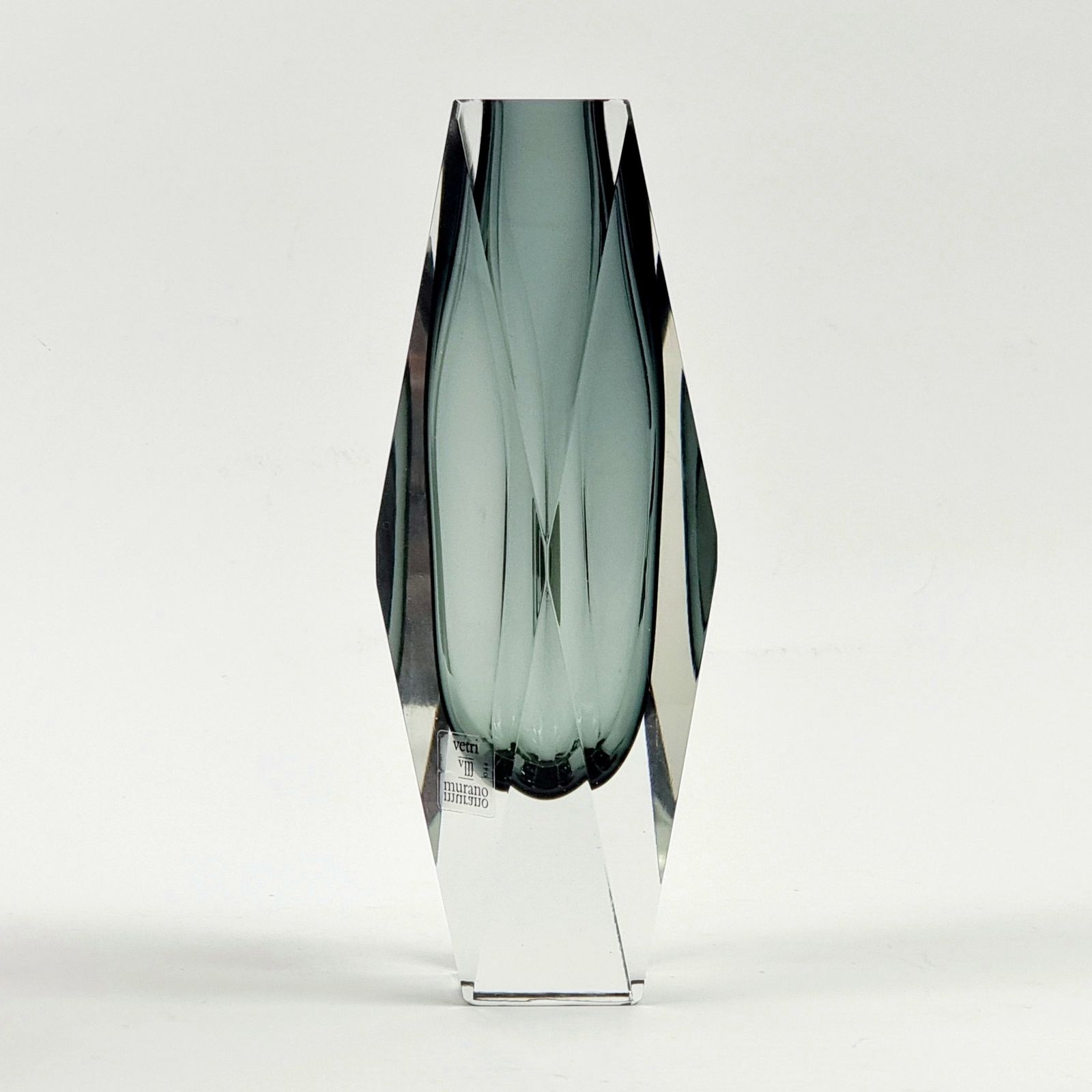 Labelled Sommerso Murano Glass Vase By Flavio Poli For Alessandro Mandruzzato, Italy photo for sale