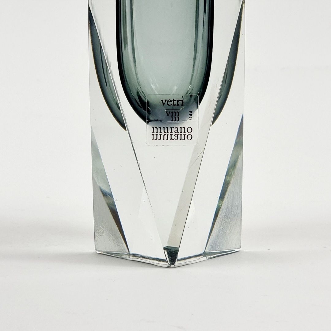 Labelled Sommerso Murano Glass Vase By Flavio Poli For Alessandro Mandruzzato, Italy photo vinterior