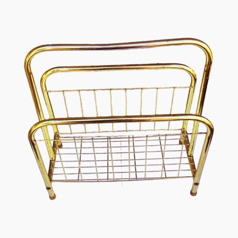 Modernist, Gold, Newspaper Basket, Belgium 1980s. photo furniture