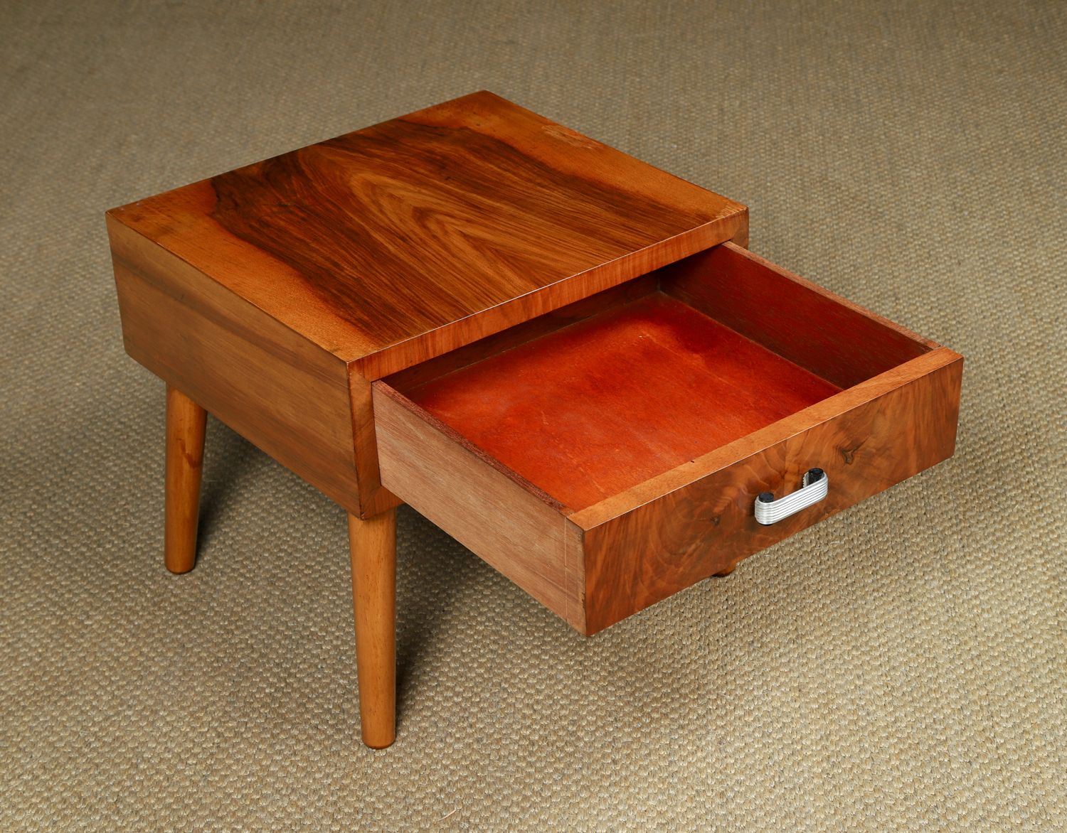 Small English Art Deco Figured Walnut Bedside / Side / Lamp Table With Drawer (Circa 1930) photo buy