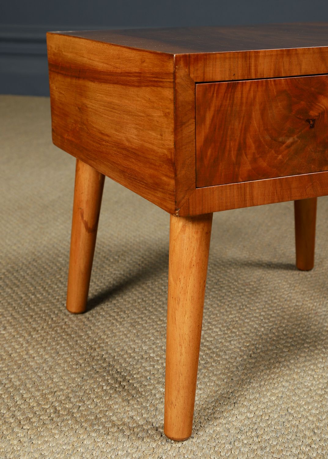 Small English Art Deco Figured Walnut Bedside / Side / Lamp Table With Drawer (Circa 1930) photo furniture