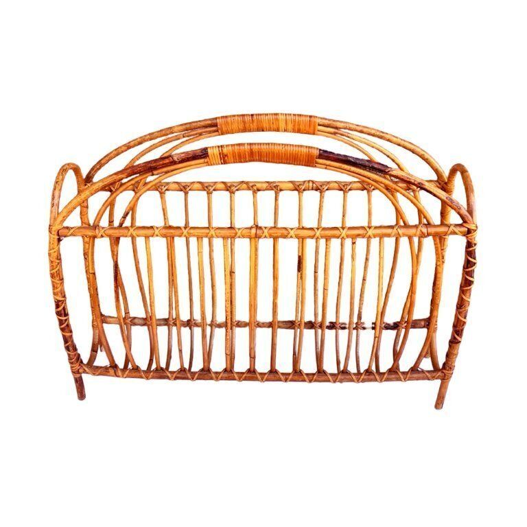 Wicker Newspaper Rack, Scandinavian Style, Denmark, 1970s photo 113.0