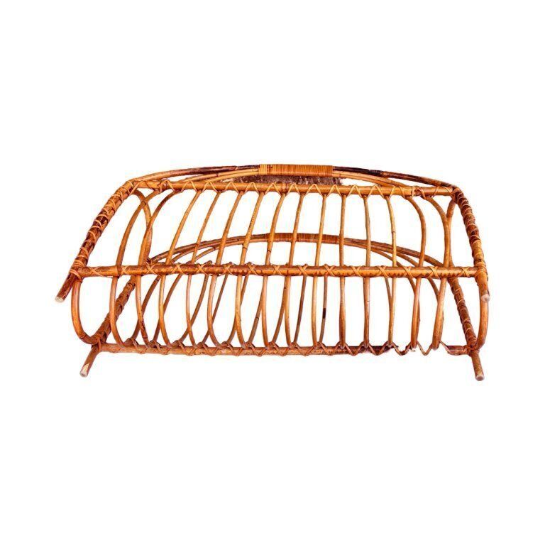 photo for sale Wicker Newspaper Rack, Scandinavian Style, Denmark, 1970s