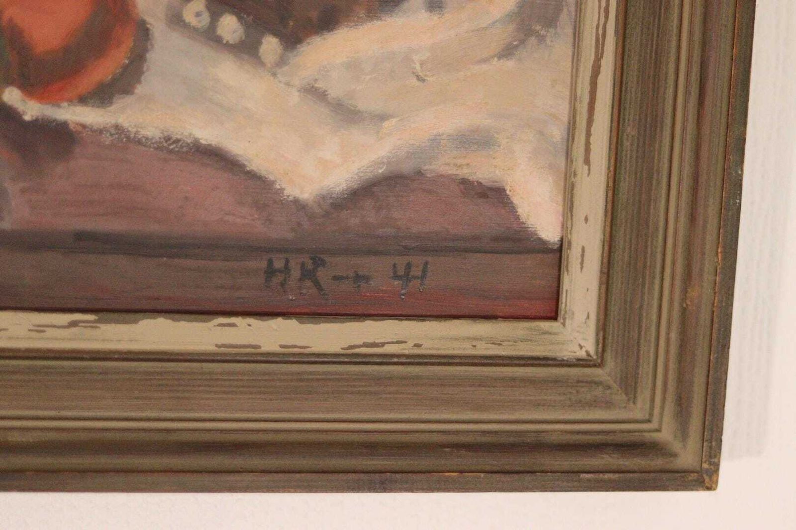 Original Mid Century Swedish Oil On Panel – Still Life With Instrument By H.K., 1941 – Vintage & Framed | 56 × 48 Cm (Approx. 22 × 18.9 In) photo Art