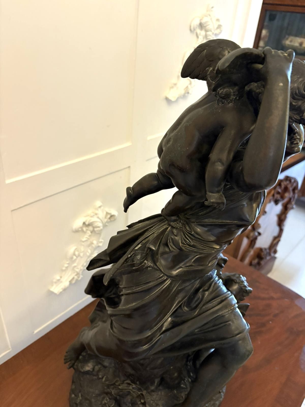 photo furniture Superb Antique 19th Century Bronze Sculpture By Renowned French Sculptor Auguste Moreau “L’amour Maternel” (Motherly Love)