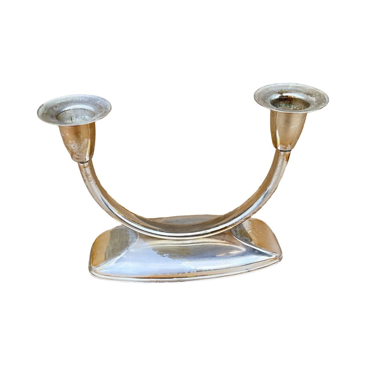 photo for sale Two Armed Silver Plated Candlestick Germany 1960s