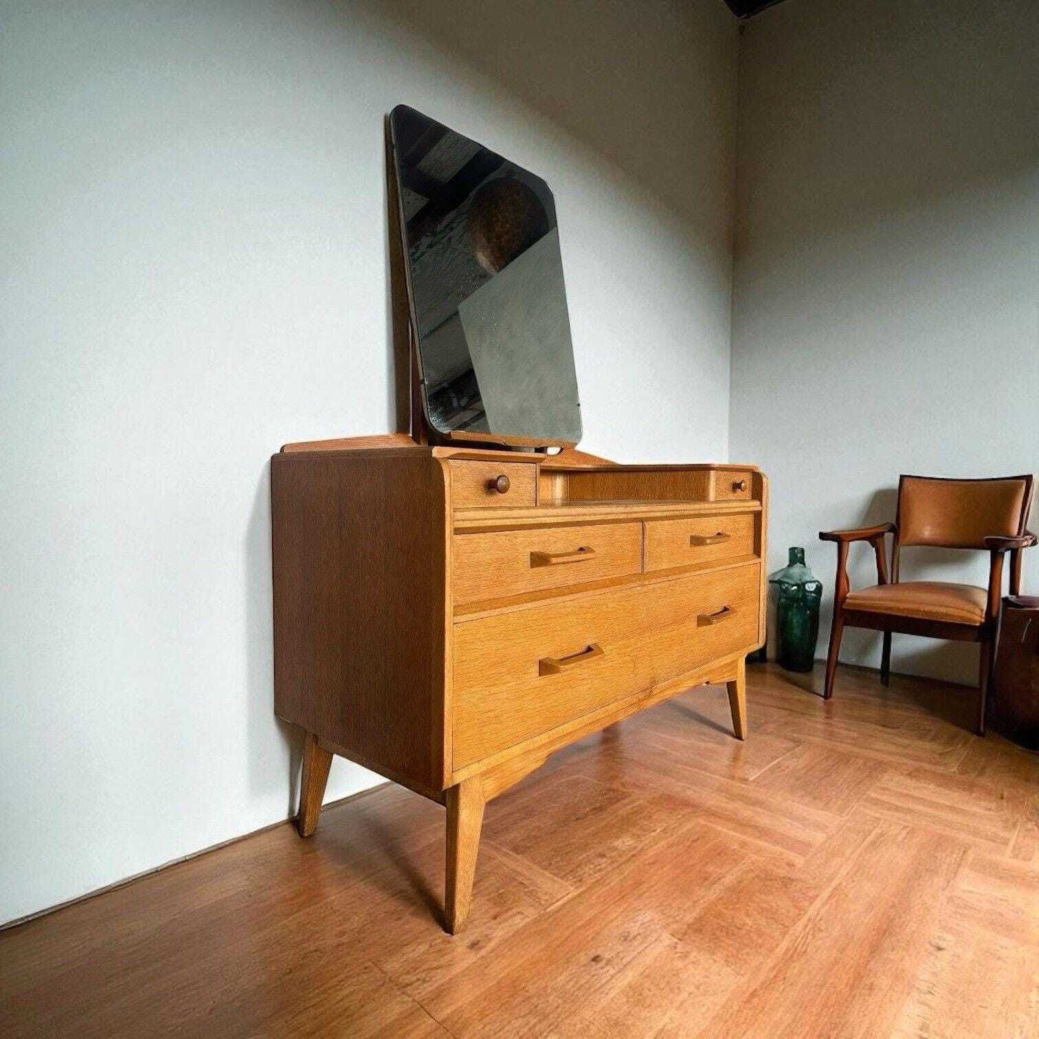 G Plan Brandon Oak Dressing Table With Mirror – 1960s