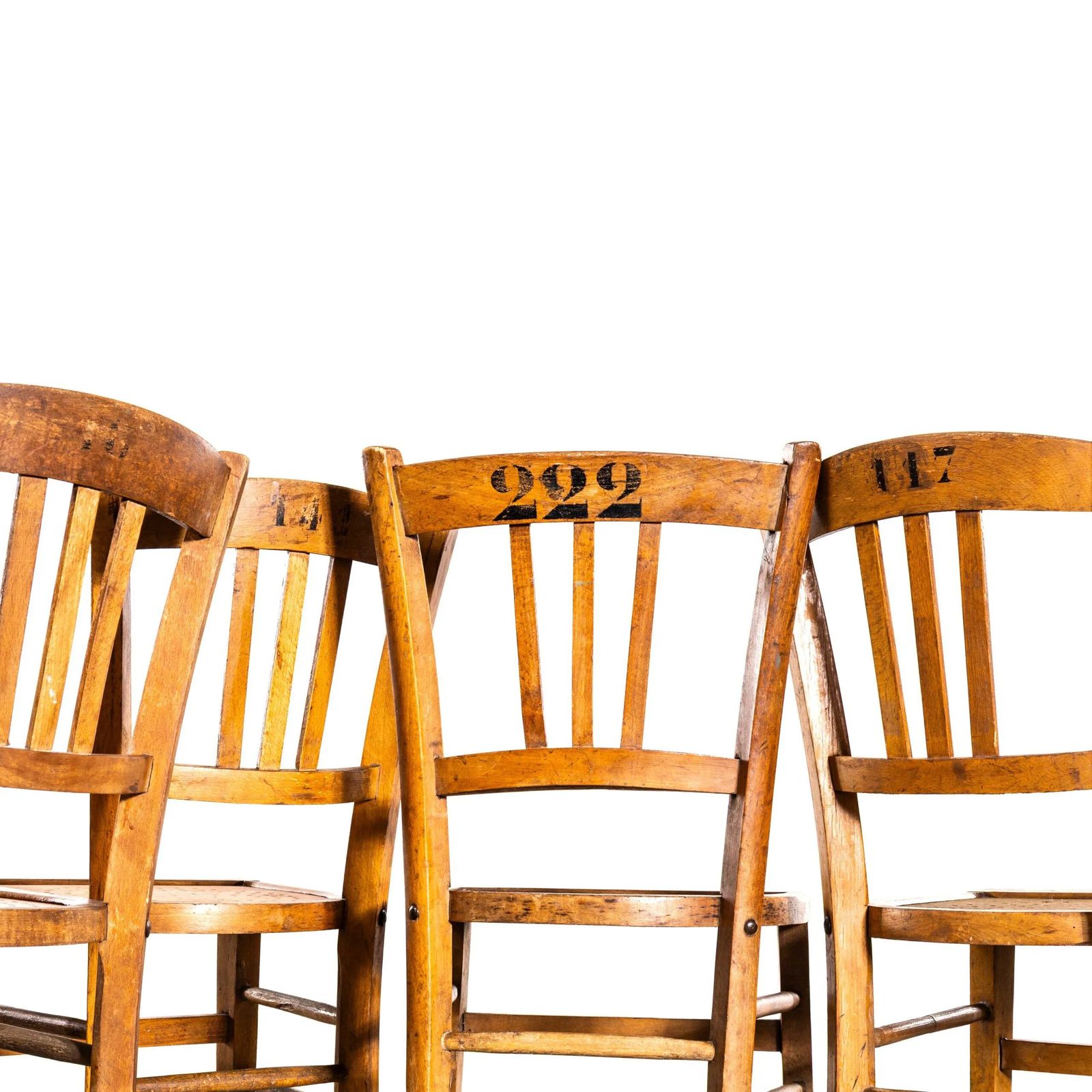 1930’s French Farmhouse Perforated Seat Dining Chairs – Set Of Eight photo 1194.0