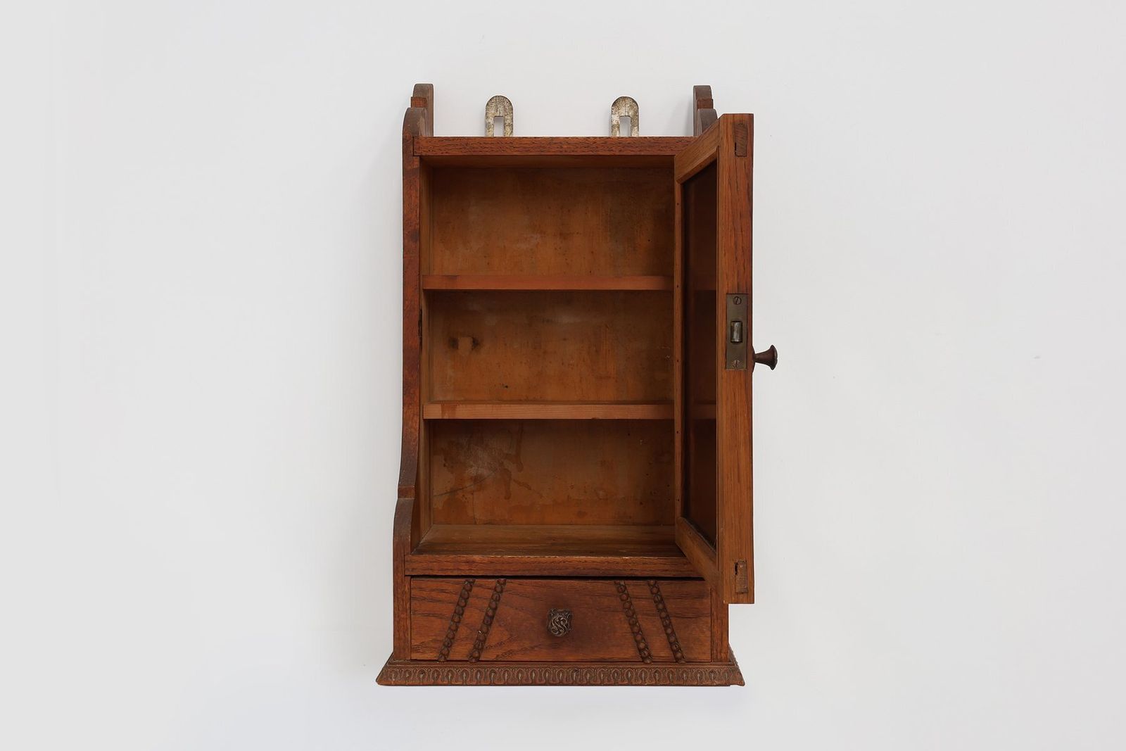 Art Deco Wooden Shaving Cabinet With Beveled Mirror, France, 1920s photo for sale