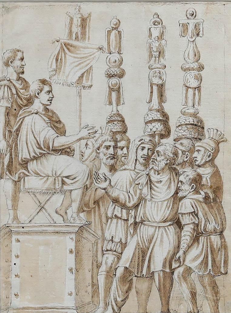 Fine 18th Century Pen And Ink Drawing Parthamasiris, King Of Armenia photo furniture