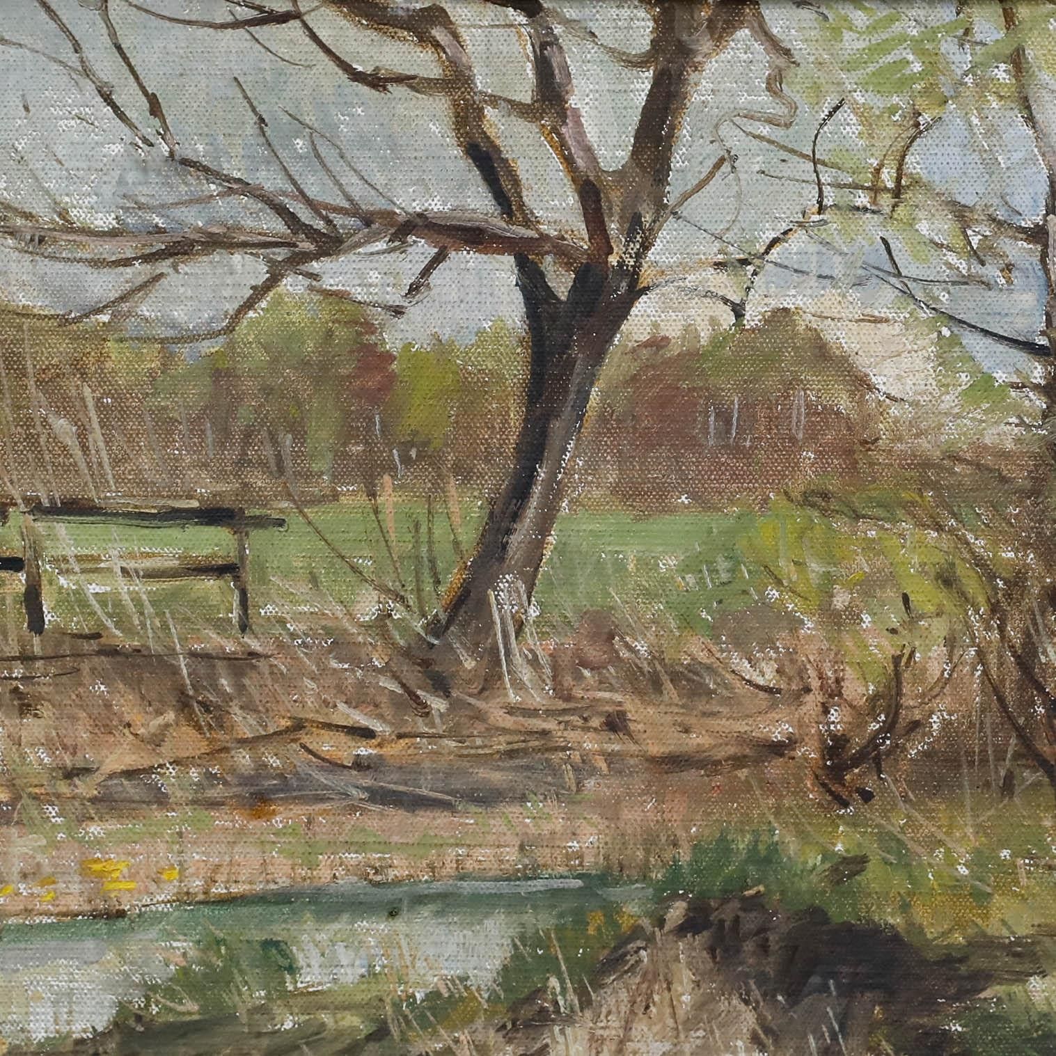 Otto Hellmeier (1908 1996) 20th Century Oil, Stream At The Edge Of The Forest photo Art