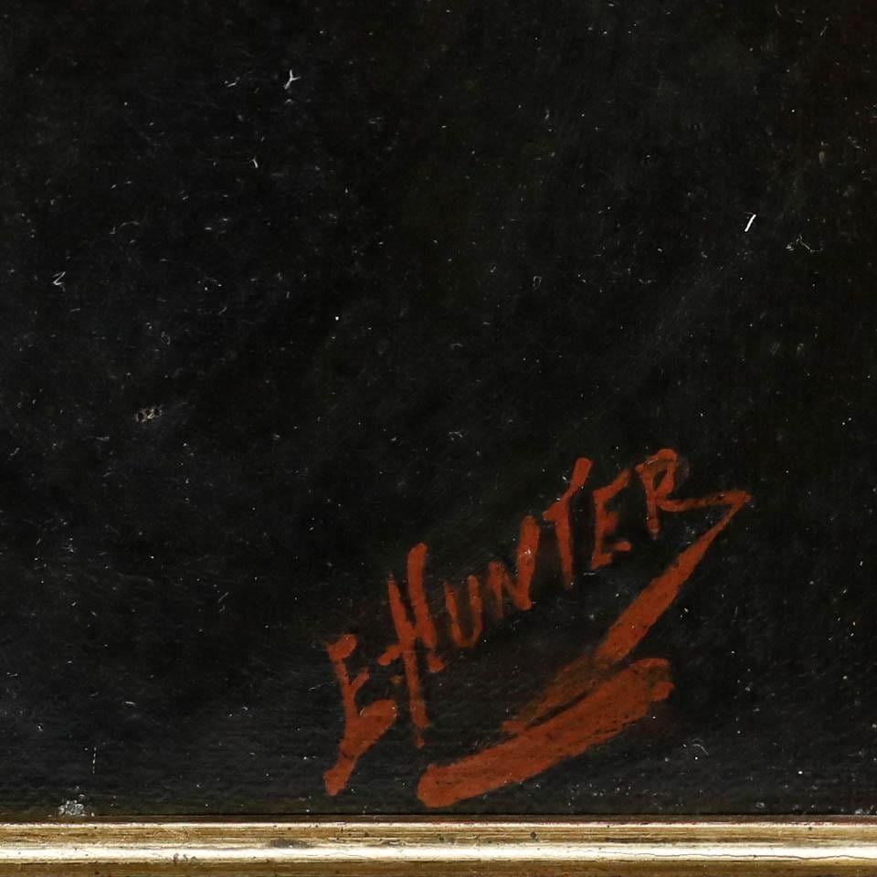 E. Hunter Late 19th Century Oil, Lady In Mourning photo vinterior