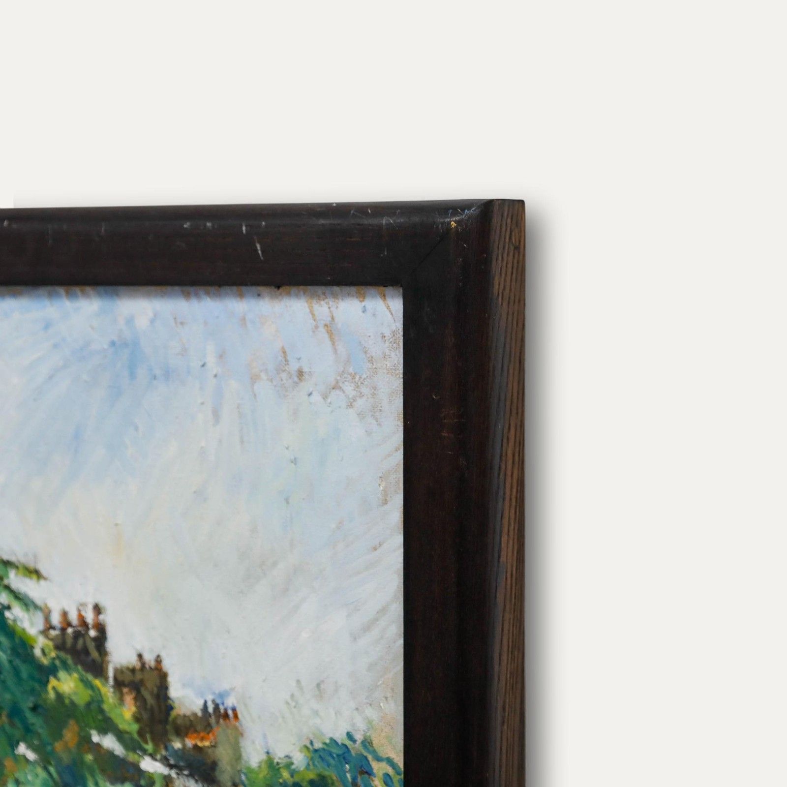 Mark Ford Impasto 20th Century Oil, Chimneys And Trees photo 325.0