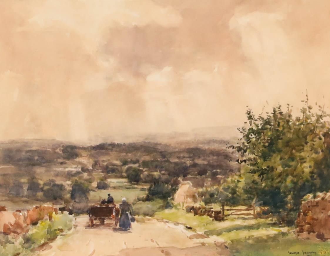 George Graham (1881 1949) English School 1913 Watercolour, Down To The Valley photo furniture