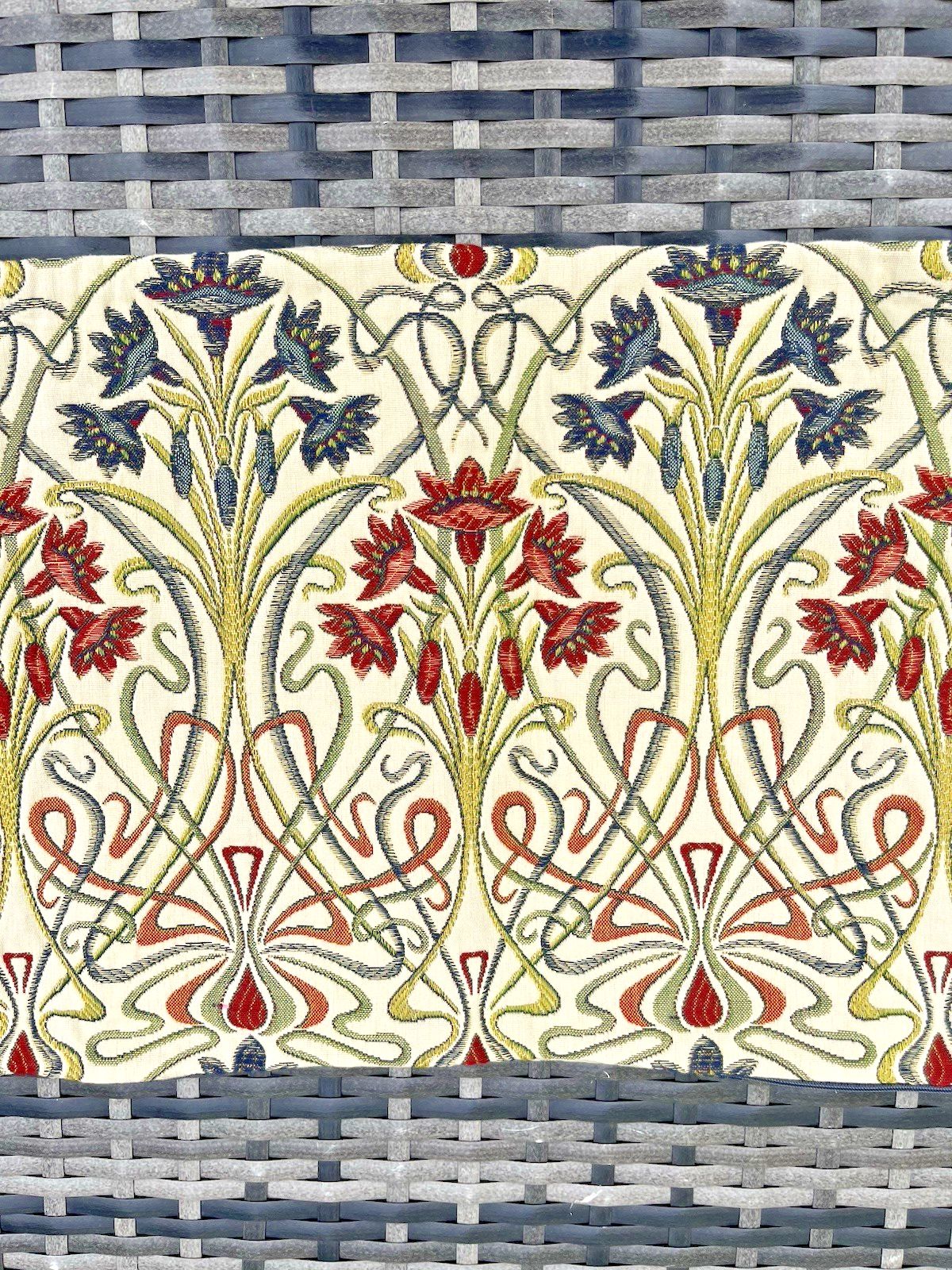 2 Tiffany Jewel Art Nouveau Style Artisan Bolster Cushion Covers Bench Bed Sofa photo for sale