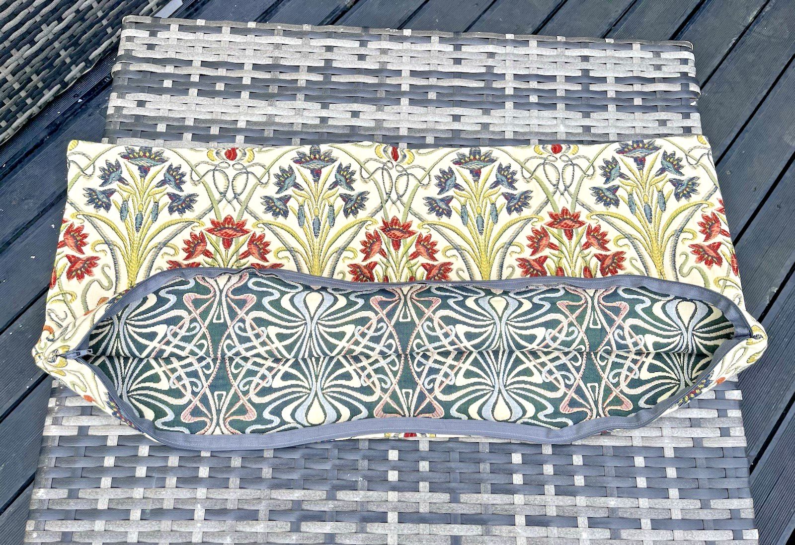2 Tiffany Jewel Art Nouveau Style Artisan Bolster Cushion Covers Bench Bed Sofa photo 55.0
