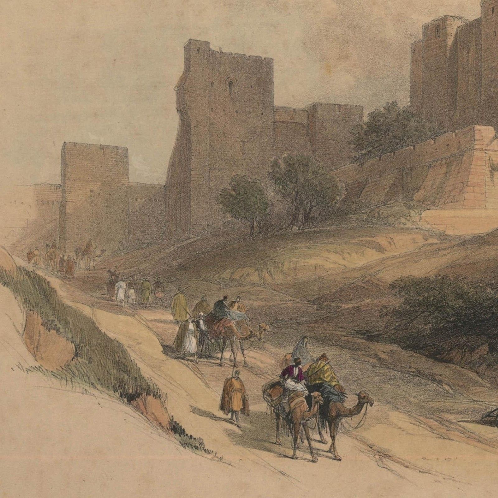 Louis Haghe After David Roberts 19th Century Lithograph, The Tower Of David photo Art