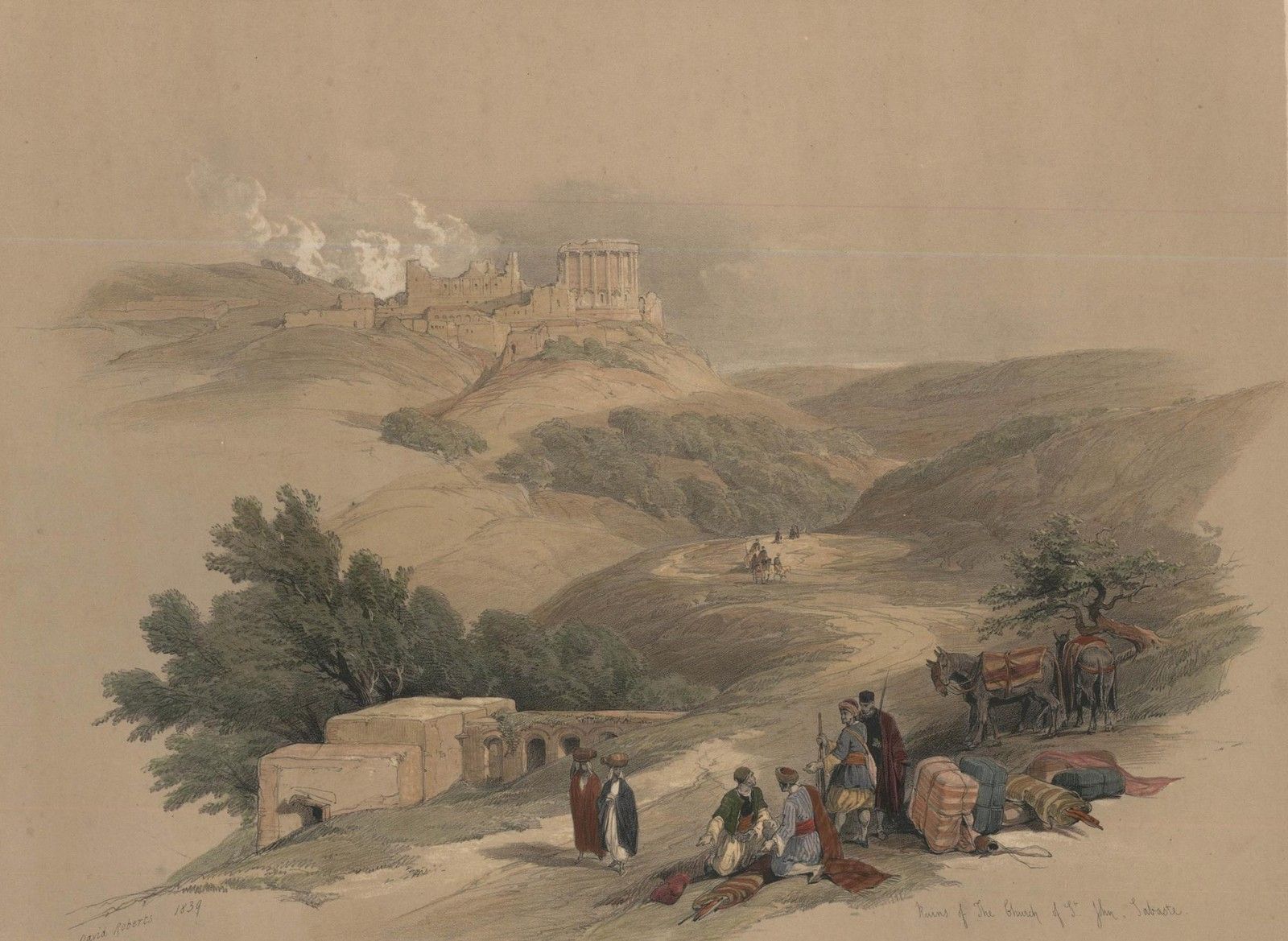 Louis Haghe After David Roberts 19th Century Lithograph, Ruins Of St John photo furniture
