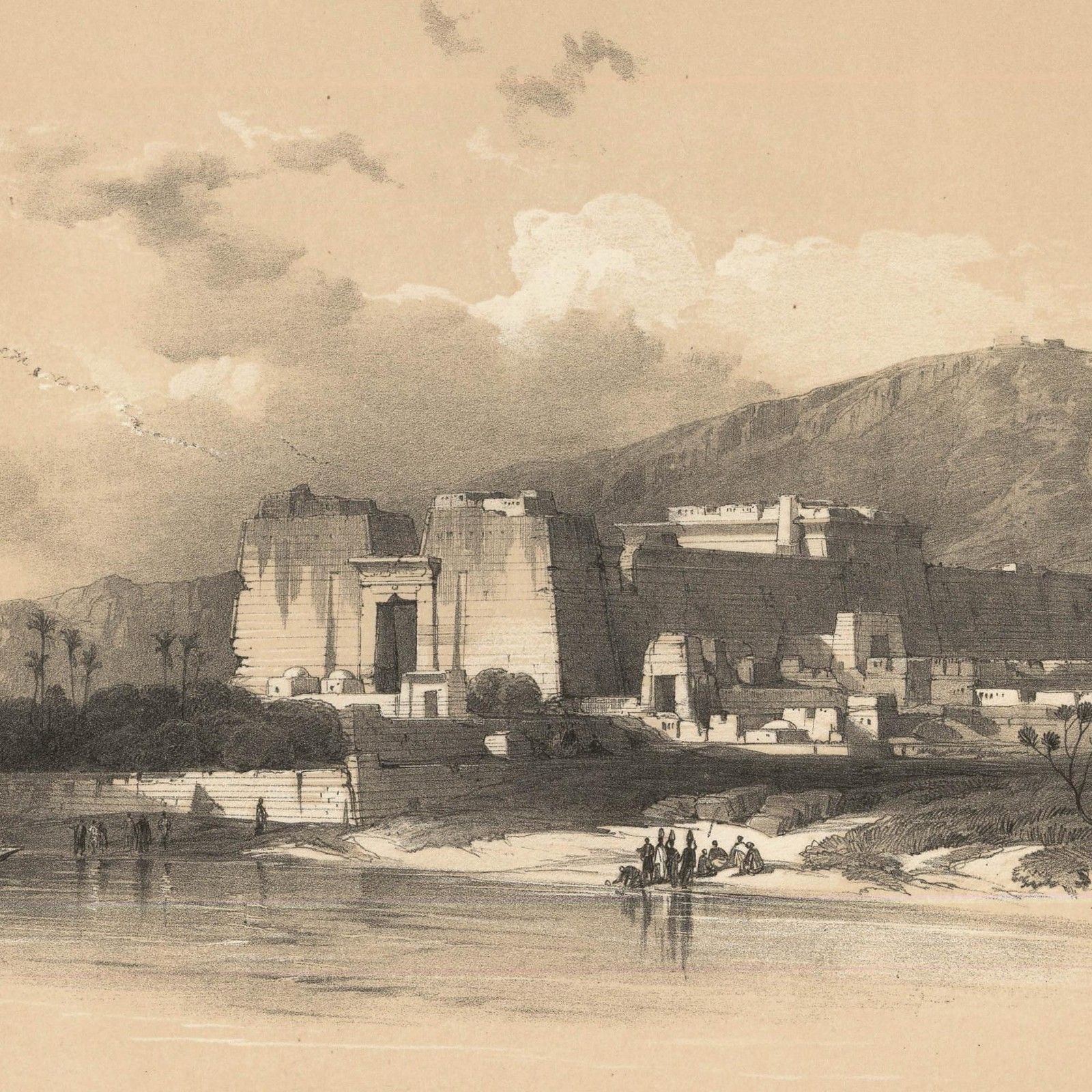 Louis Haghe After David Roberts 19th Century Lithograph, View Of Kalabshee photo Art