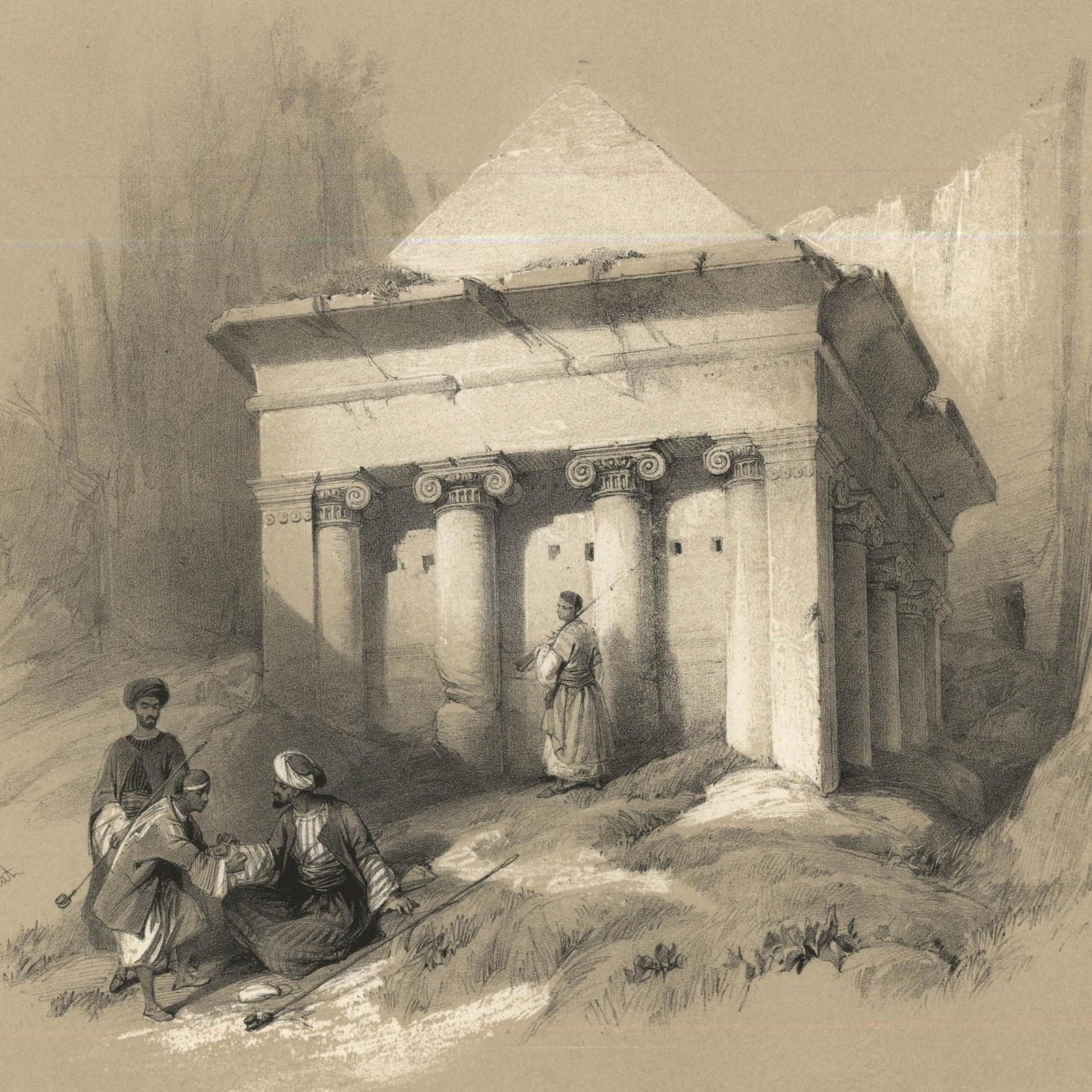Louis Haghe After David Roberts 19th Century Lithograph, The Tomb Of Zechariah photo Art