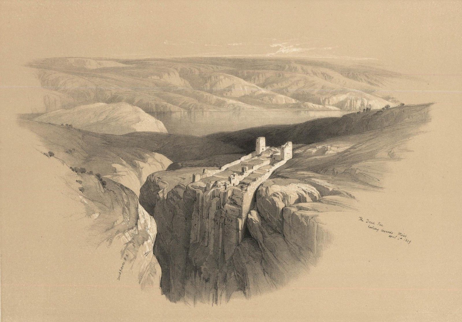 Louis Haghe After David Roberts 19th Century Lithograph, The Dead Sea photo furniture