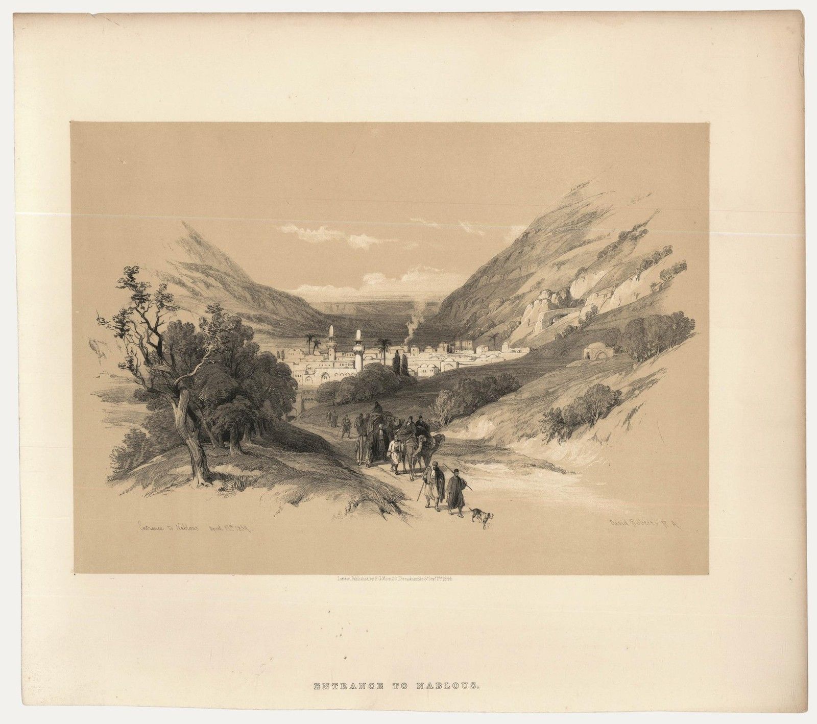 Louis Haghe After David Roberts 19th Century Lithograph, Entrance To Nablous