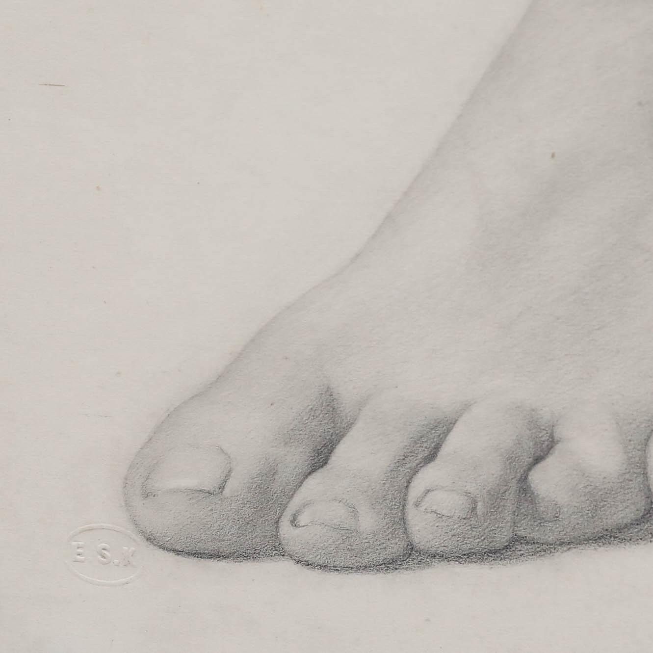 Edward Ridley (1883 1946) Graphite Drawing, Study Of A Foot I photo 250.0