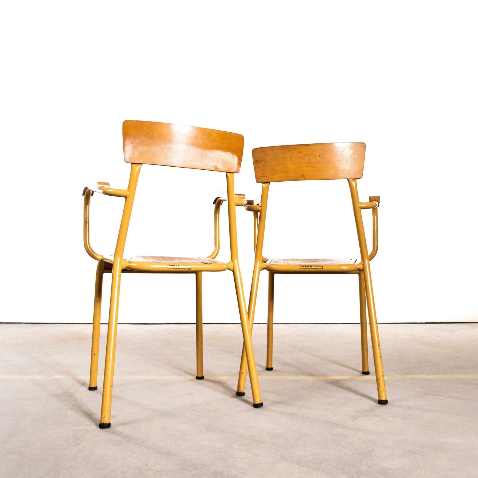1950’s French Mustard Stella Armchairs – Pair photo 281.0