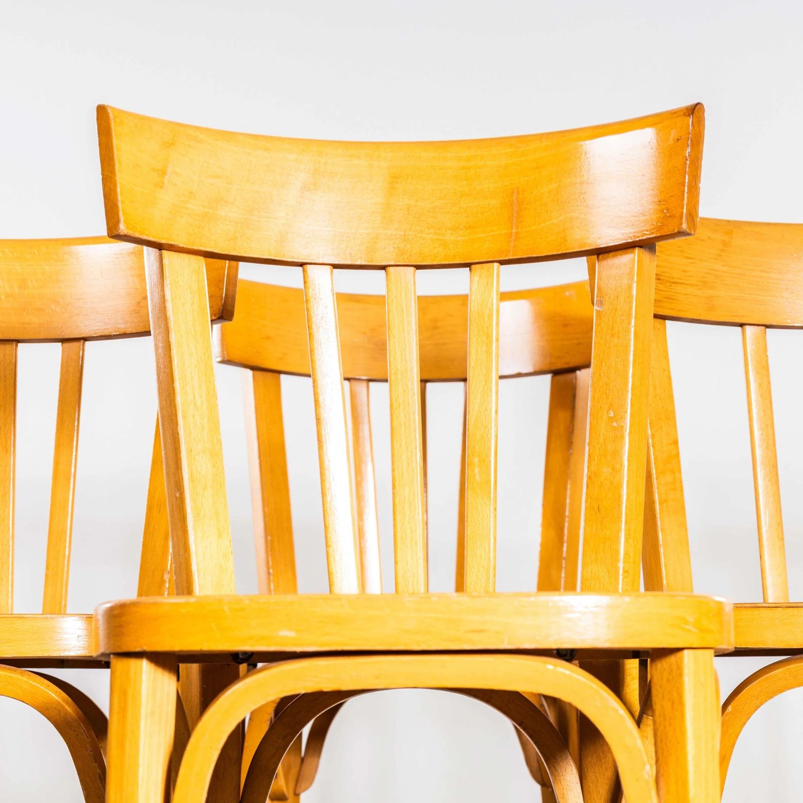 1950’s Blonde French Flat Seat Bentwood Dining Chairs – Set Of Six photo 1145.0