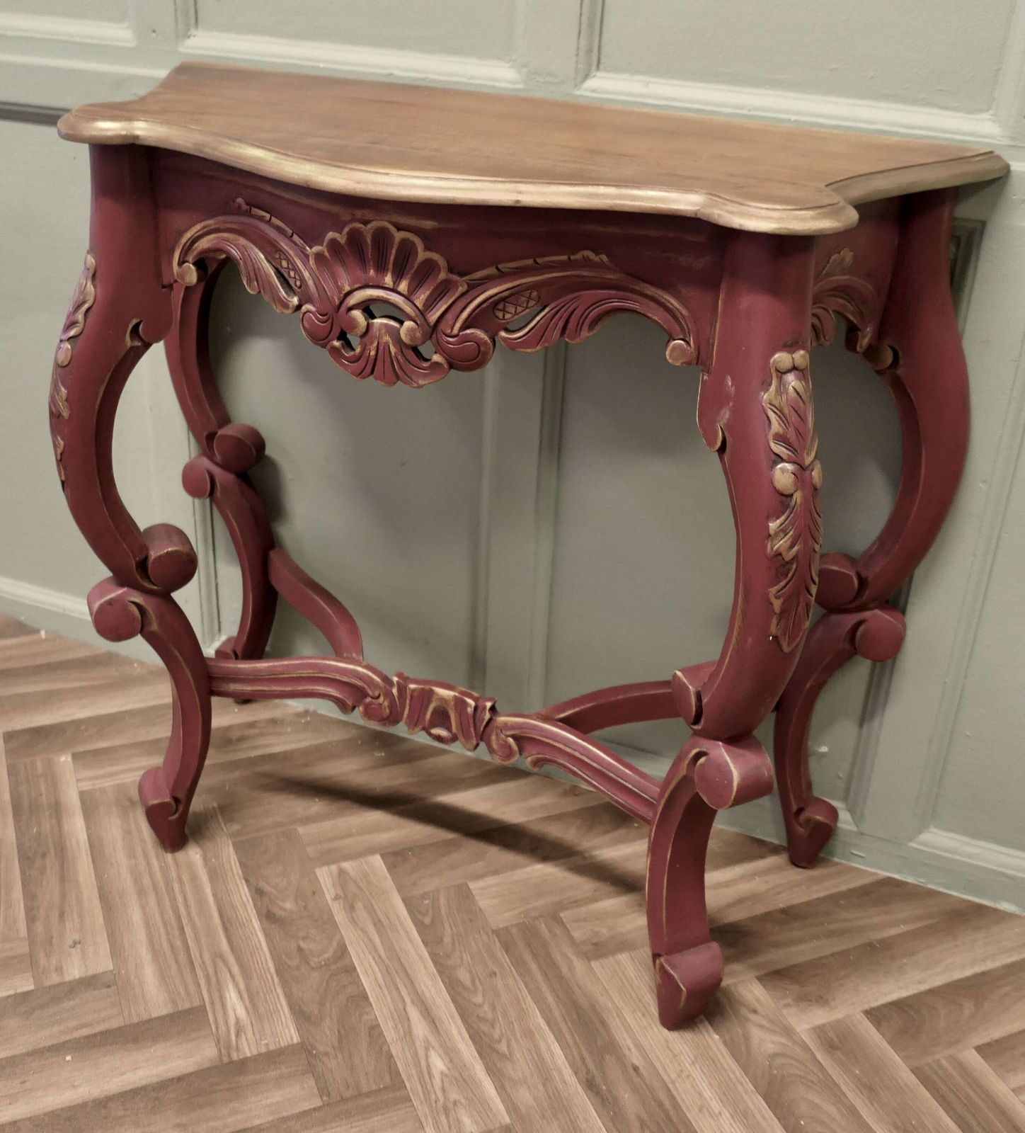 French Painted Console Or Hall Table With Matching Mirror photo for sale
